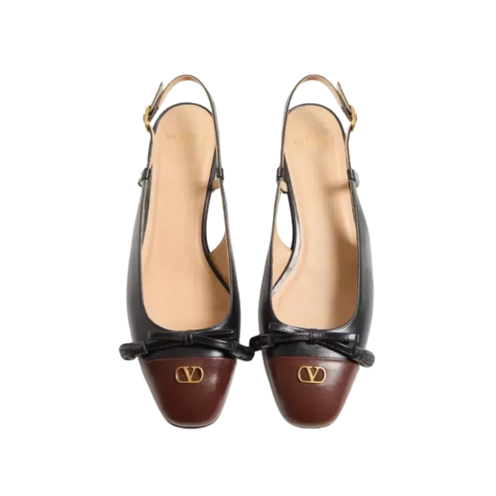 Valentino Valet Du Roi Kid Slingback Ballerina 25mm Black