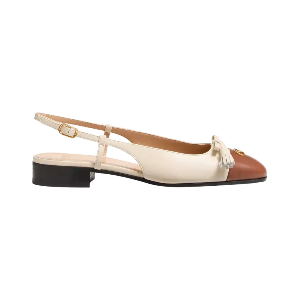 Valentino Valet Du Roi Kid Slingback Ballerina 25mm Butter