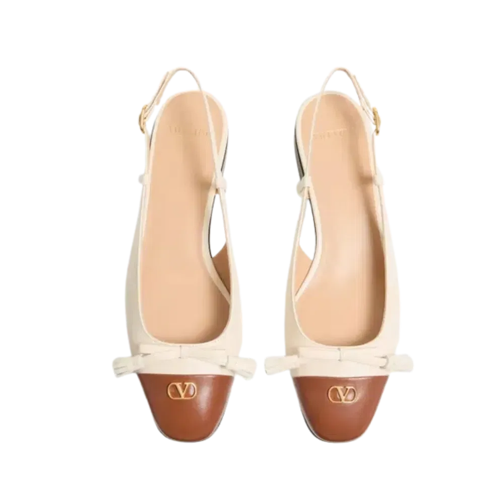 Valentino Valet Du Roi Kid Slingback Ballerina 25mm Butter