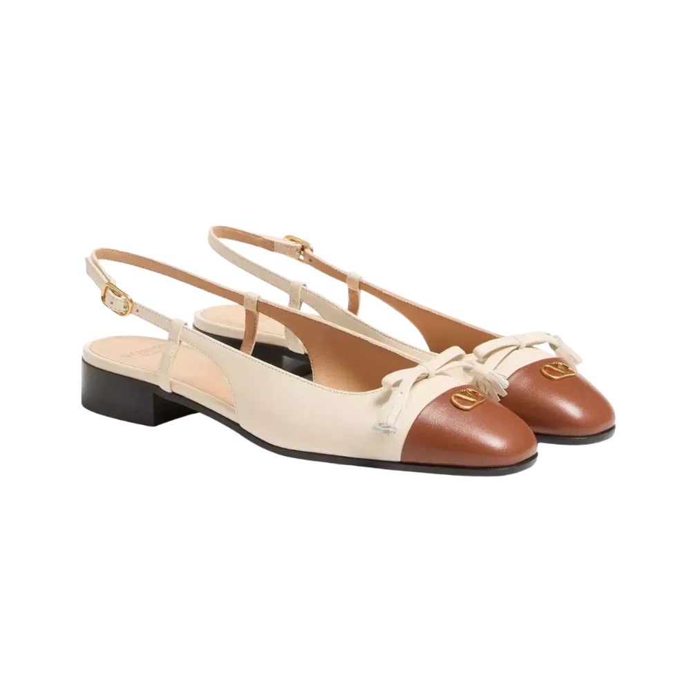 Valentino Valet Du Roi Kid Slingback Ballerina 25mm Butter