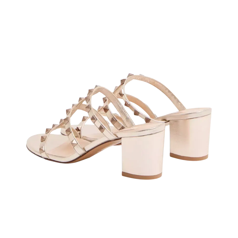 Valentino Rockstud Metallic Calfskin Leather Slide Sandal 60mm Skin