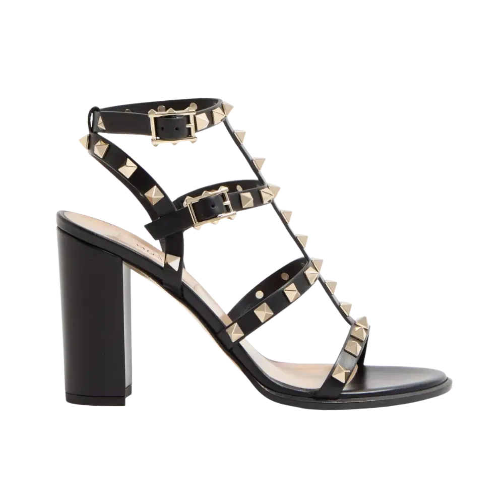 Valentino Rockstud Ankle Strap Sandal 90mm Black