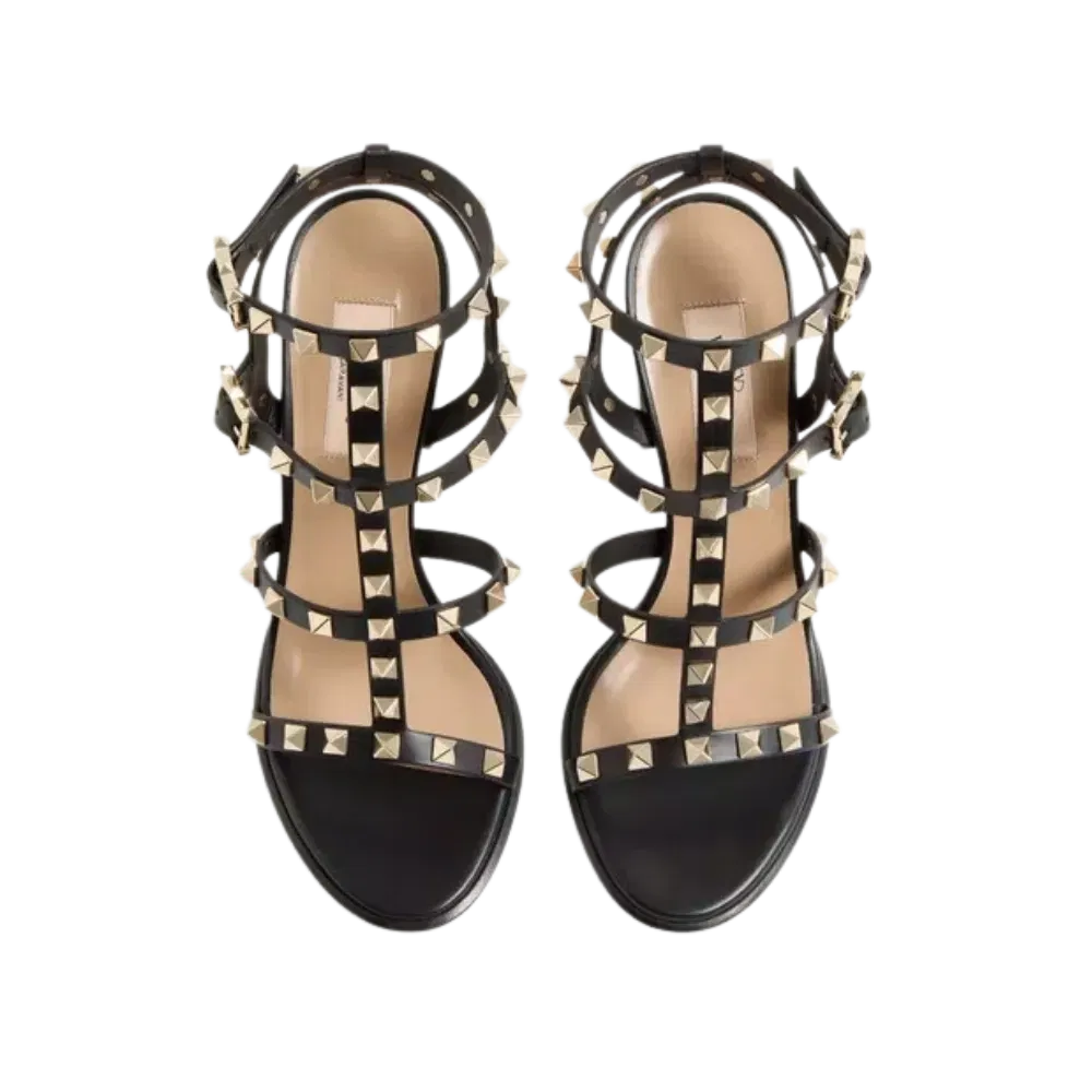 Valentino Rockstud Ankle Strap Sandal 90mm Black