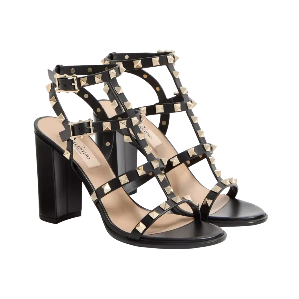 Valentino Rockstud Ankle Strap Sandal 90mm Black