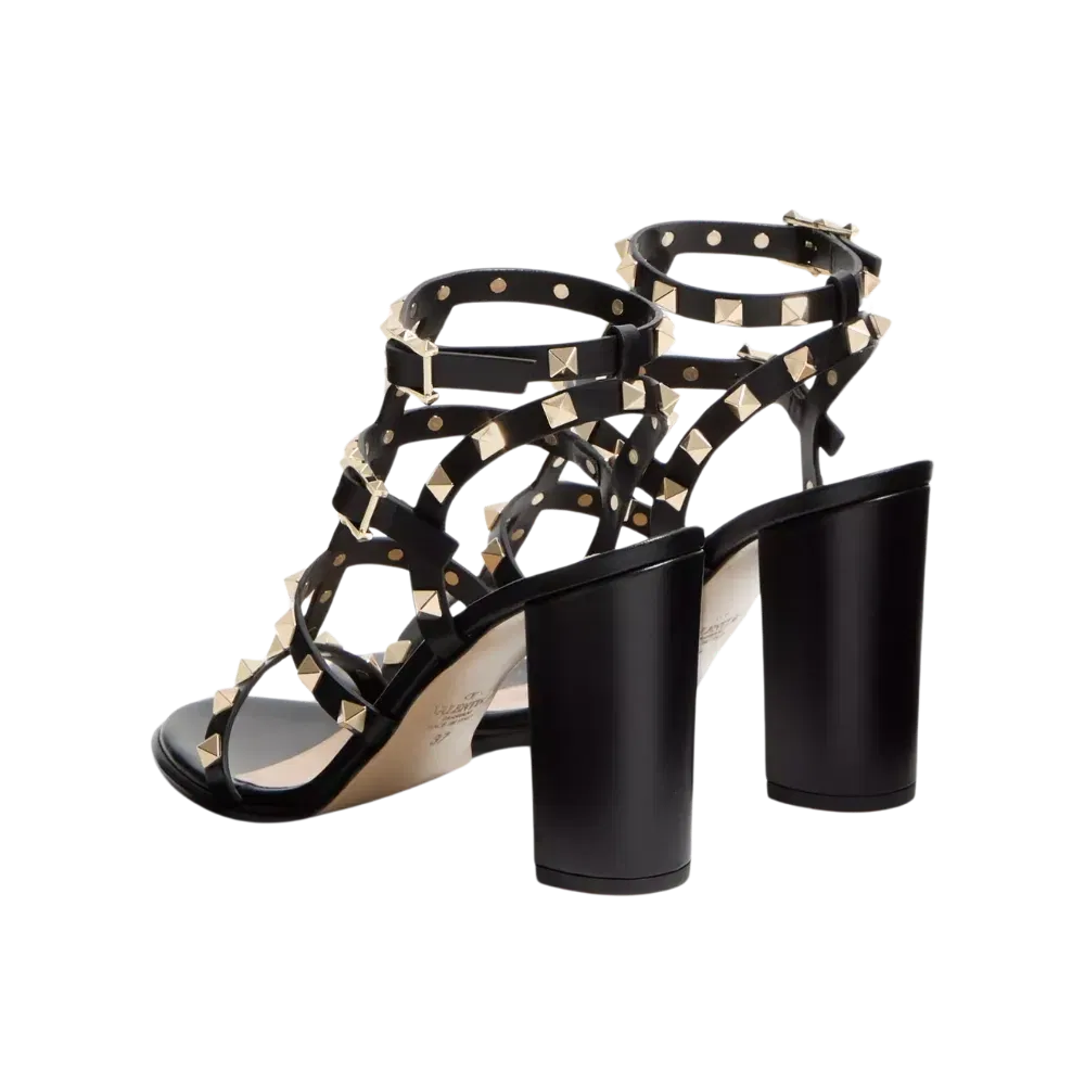 Valentino Rockstud Ankle Strap Sandal 90mm Black