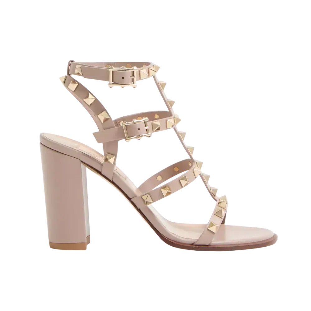 Valentino Rockstud Ankle Strap Sandal 90mm Poudre
