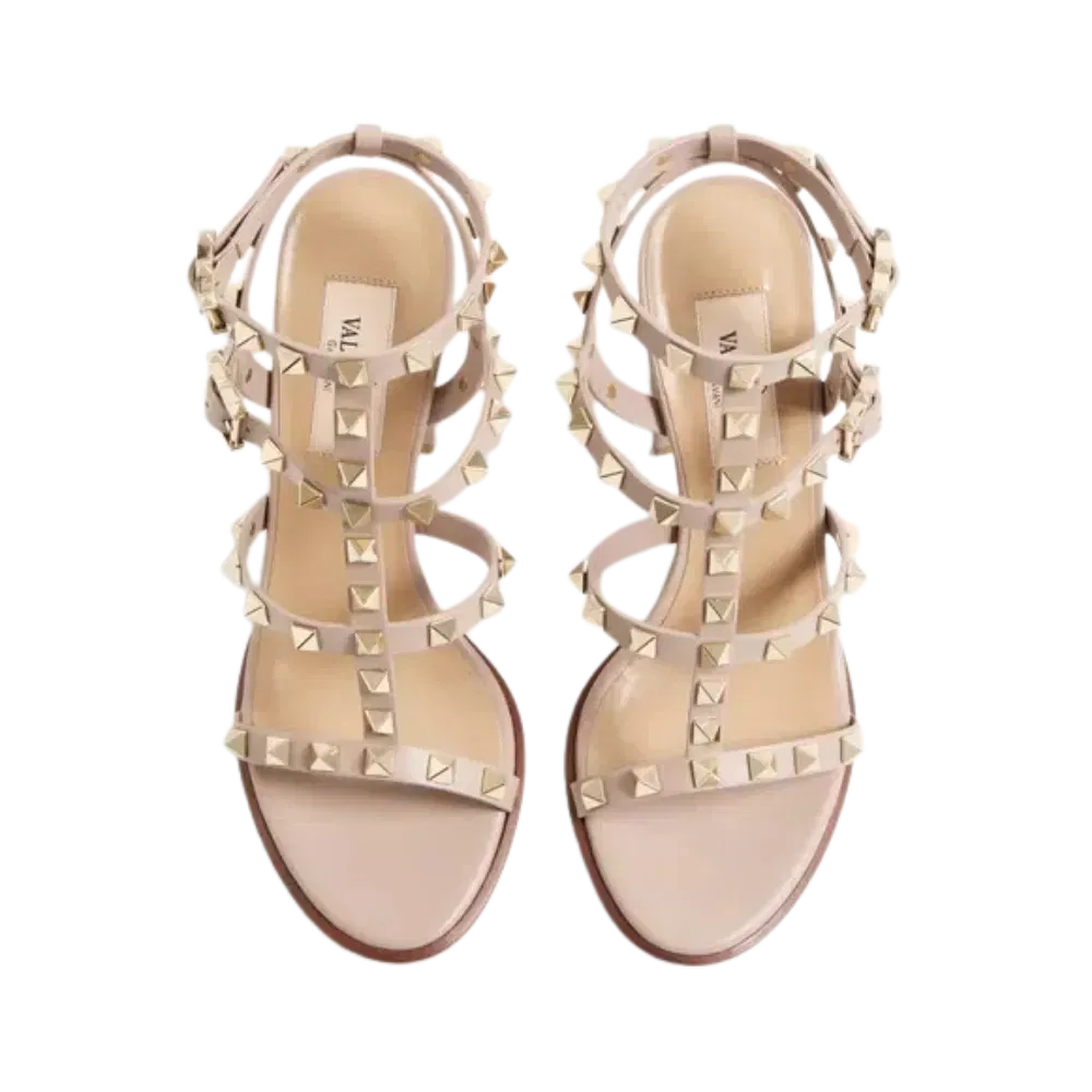 Valentino Rockstud Ankle Strap Sandal 90mm Poudre