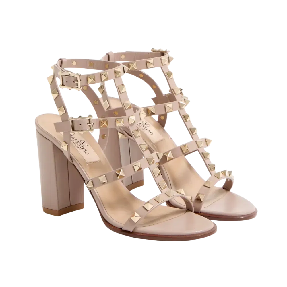 Valentino Rockstud Ankle Strap Sandal 90mm Poudre