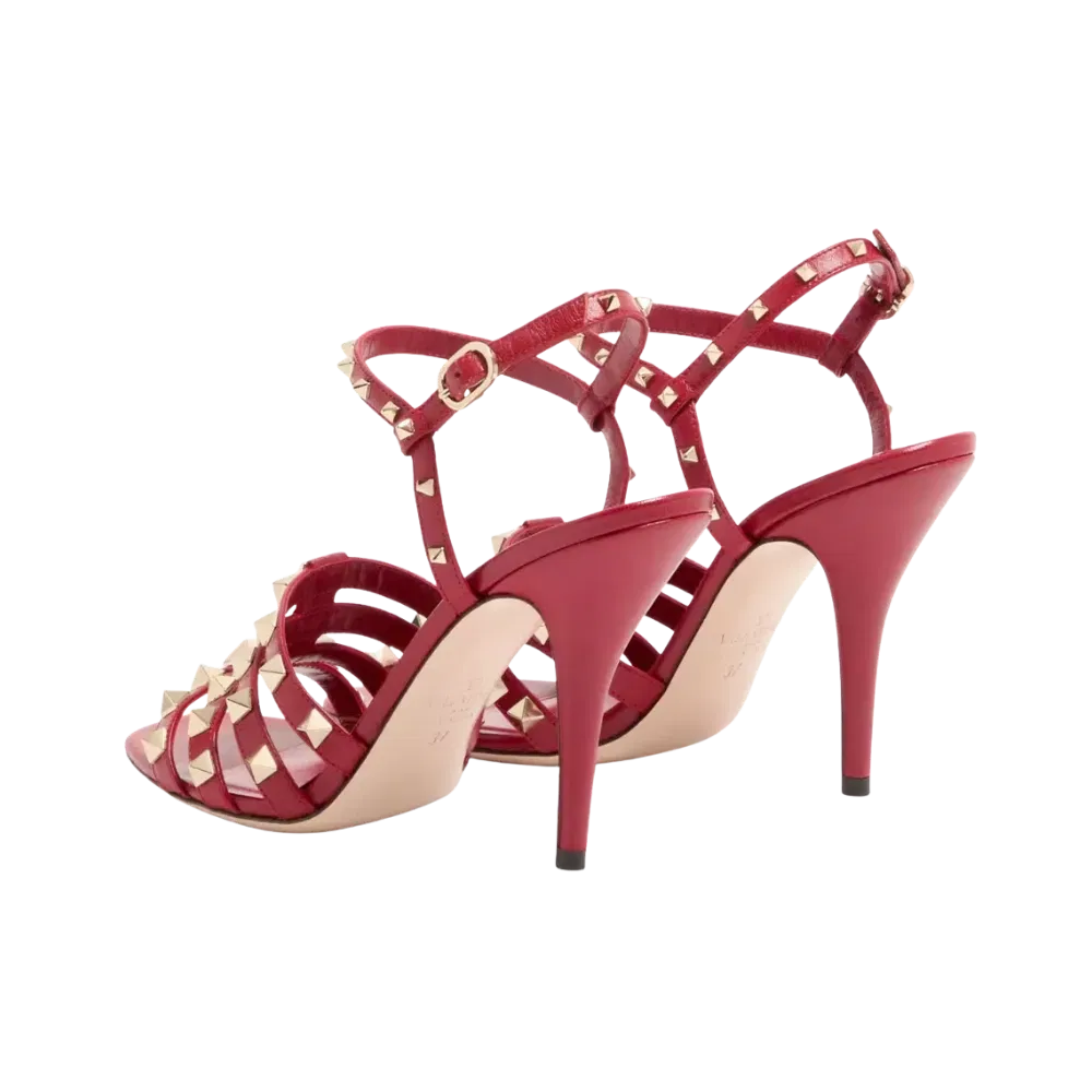 Valentino Rockstud Kidskin Sandal 100mm Red