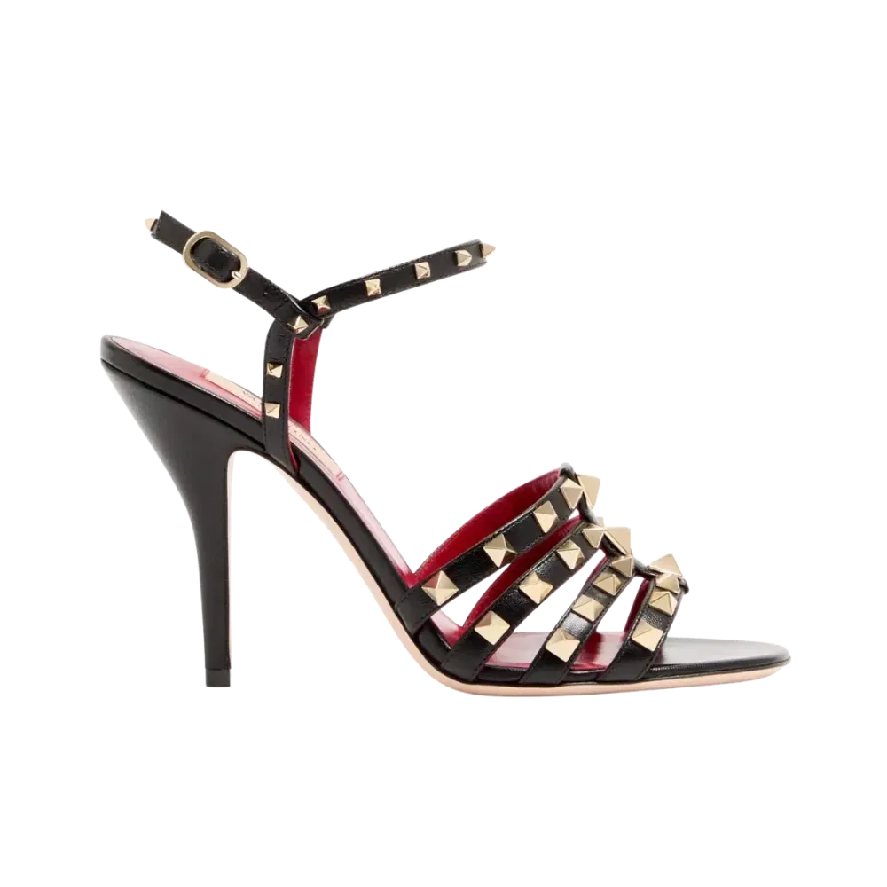 Valentino Rockstud Kidskin Sandal 100mm Black