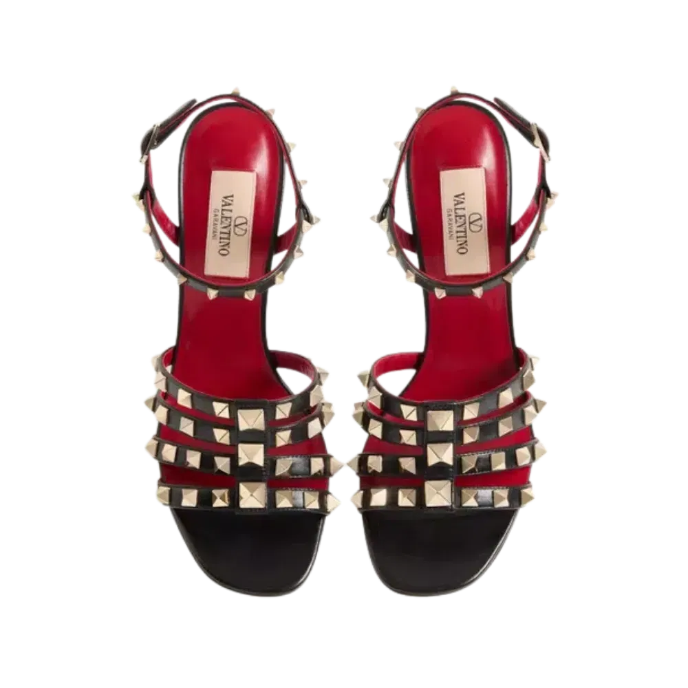 Valentino Rockstud Kidskin Sandal 100mm Black