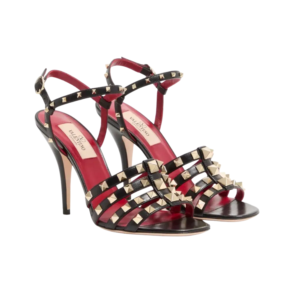 Valentino Rockstud Kidskin Sandal 100mm Black
