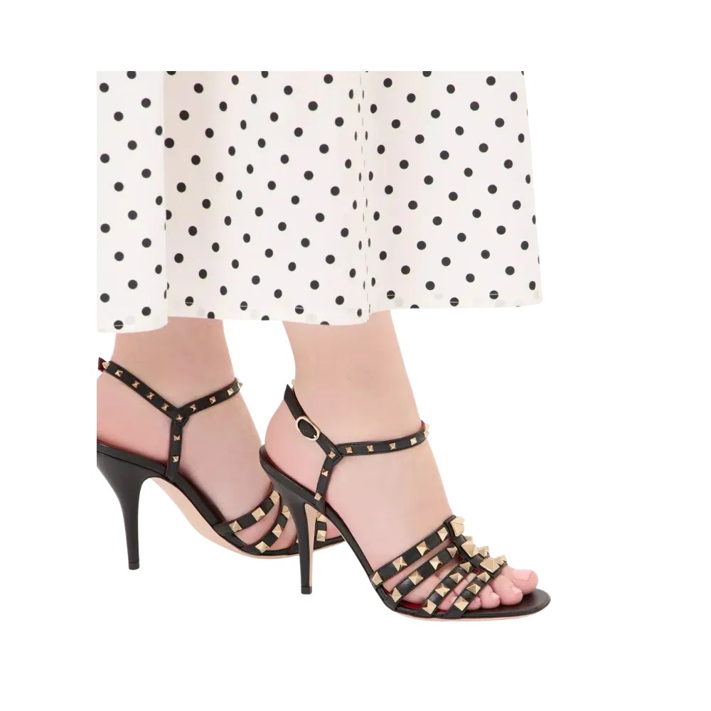 Valentino Rockstud Kidskin Sandal 100mm Black