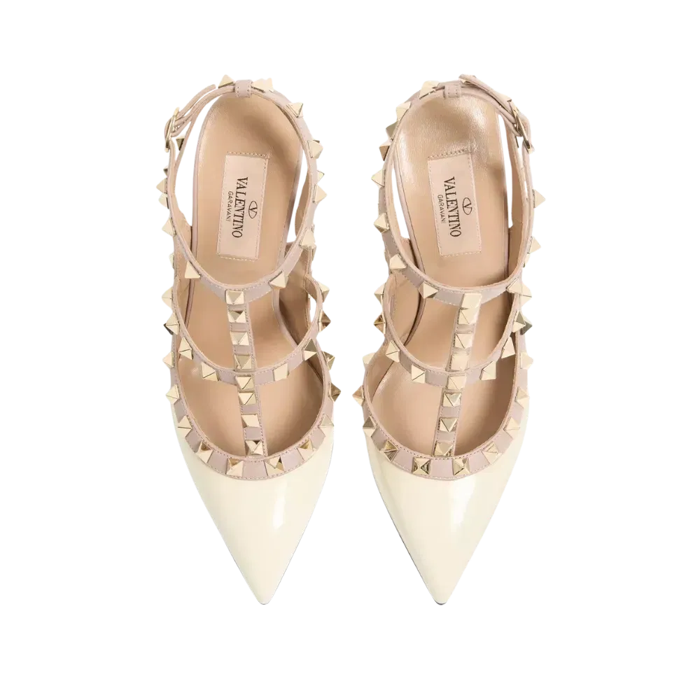 Valentino Patent Rockstud Caged Pump 100mm Poudre