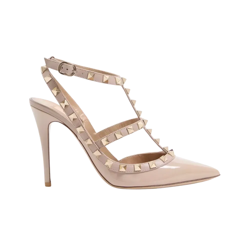 Valentino Patent Rockstud Caged Pump 100mm Poudre