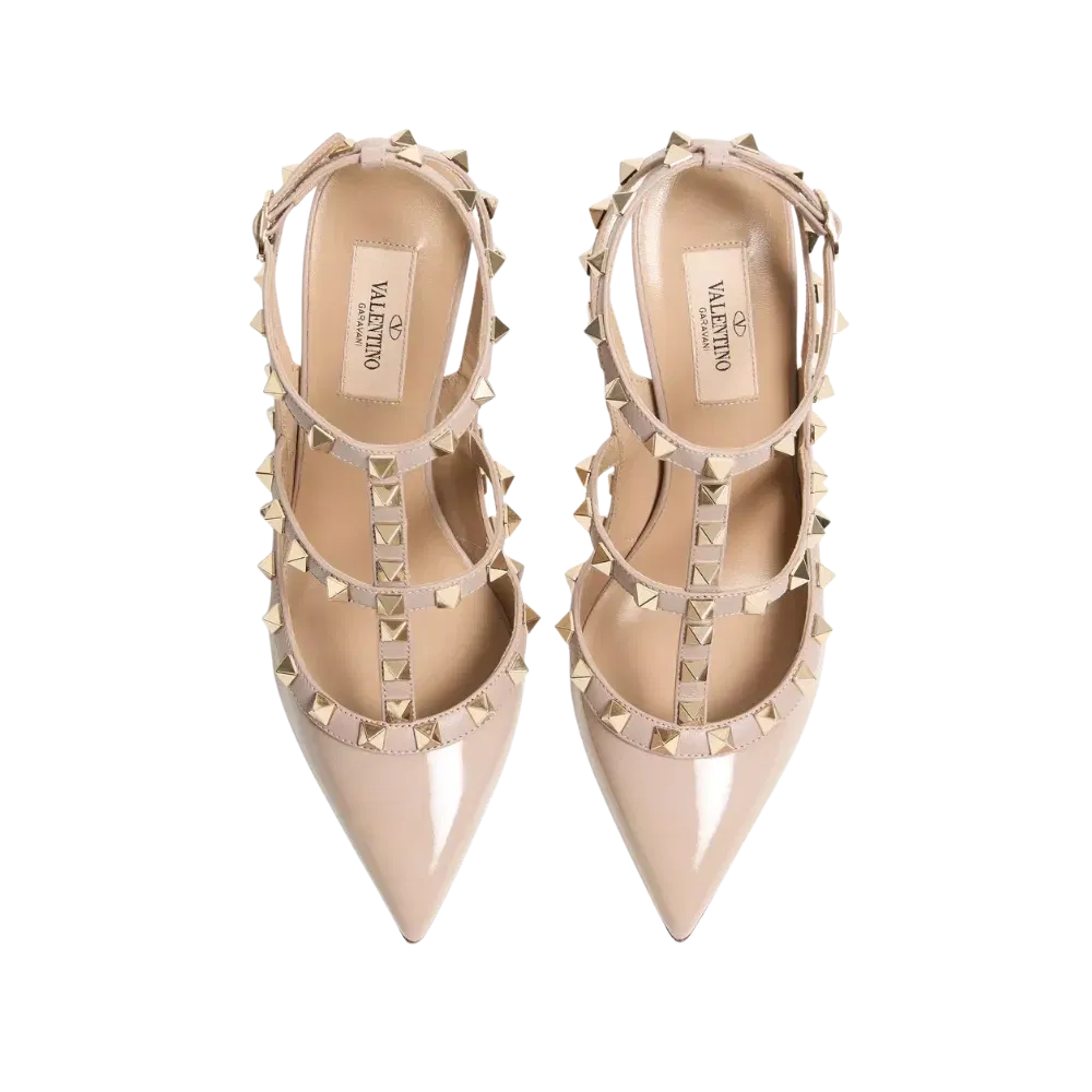 Valentino Patent Rockstud Caged Pump 100mm Poudre