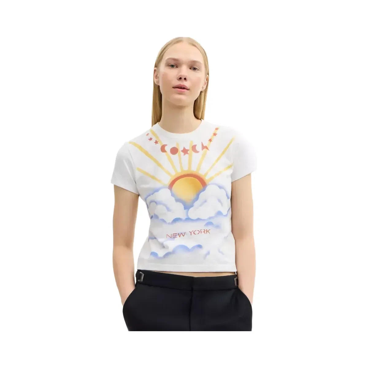 Coach Airbrush 90's Fit T-Shirt In Organic Cotton in Yellow