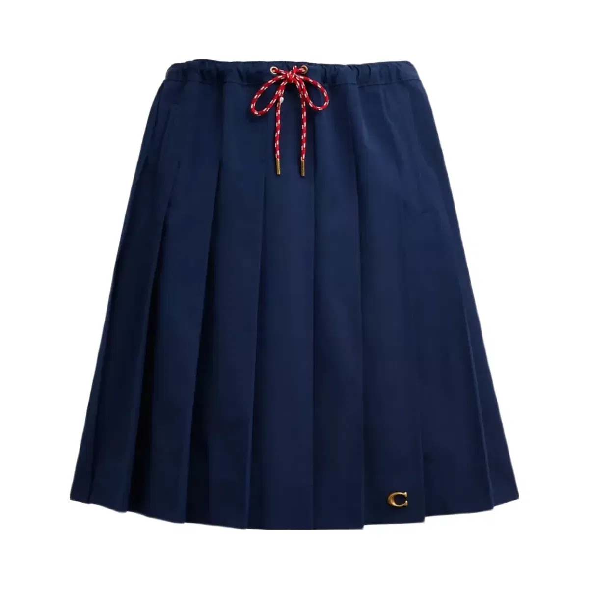 Coach Sporty Pleated Midi Skirt in Navy Blue