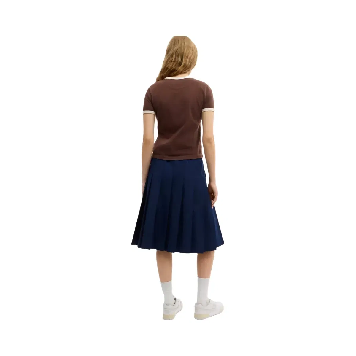 Coach Sporty Pleated Midi Skirt in Navy Blue