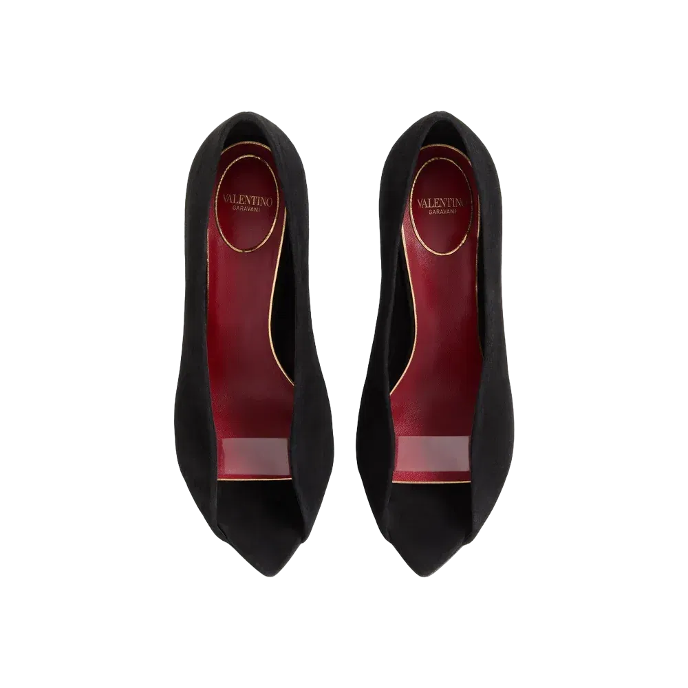 Valentino Open Toe Révélé Suede Pumps 105mm Black