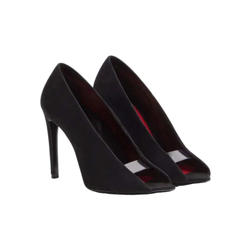 Valentino Open Toe Révélé Suede Pumps 105mm Black