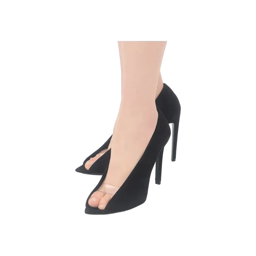 Valentino Open Toe Révélé Suede Pumps 105mm Black