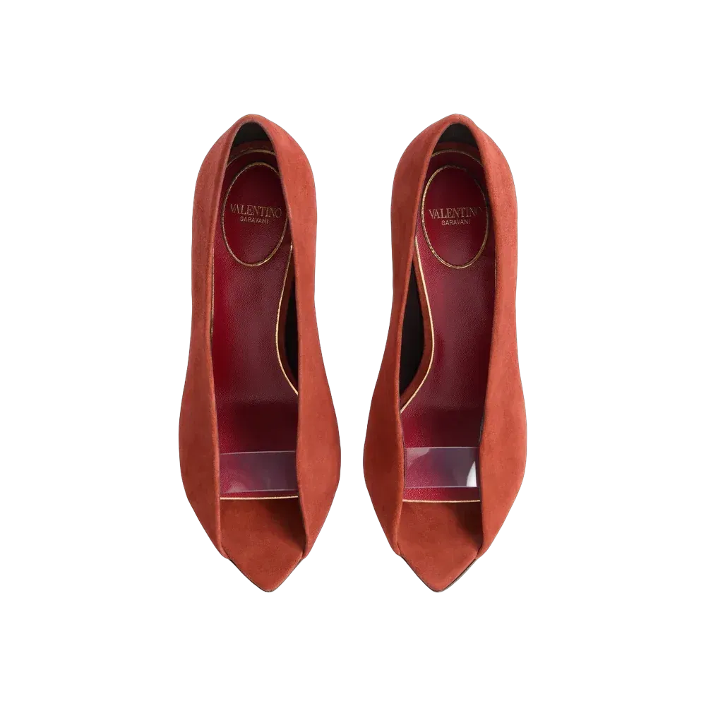 Valentino Open Toe Révélé Suede Pumps 105mm Rust