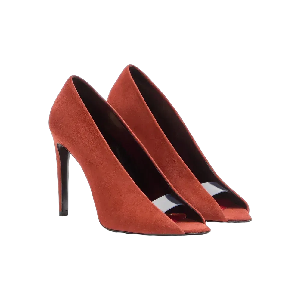 Valentino Open Toe Révélé Suede Pumps 105mm Rust