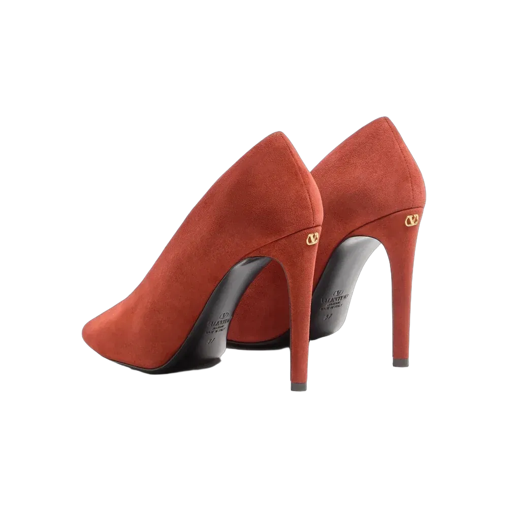 Valentino Open Toe Révélé Suede Pumps 105mm Rust