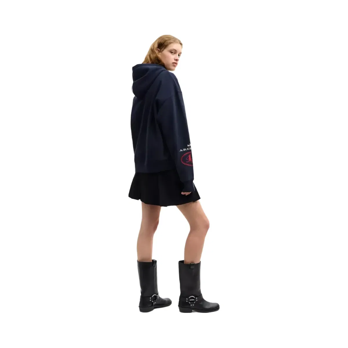 Coach Dinosaur Collage Relaxed Hoodie In Organic Cotton in Navy Blue