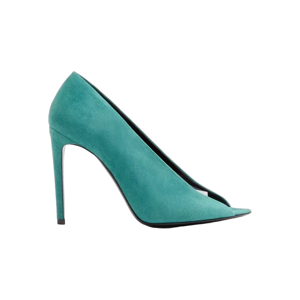 Valentino Open Toe Révélé Suede Pumps 105mm Aquamarine
