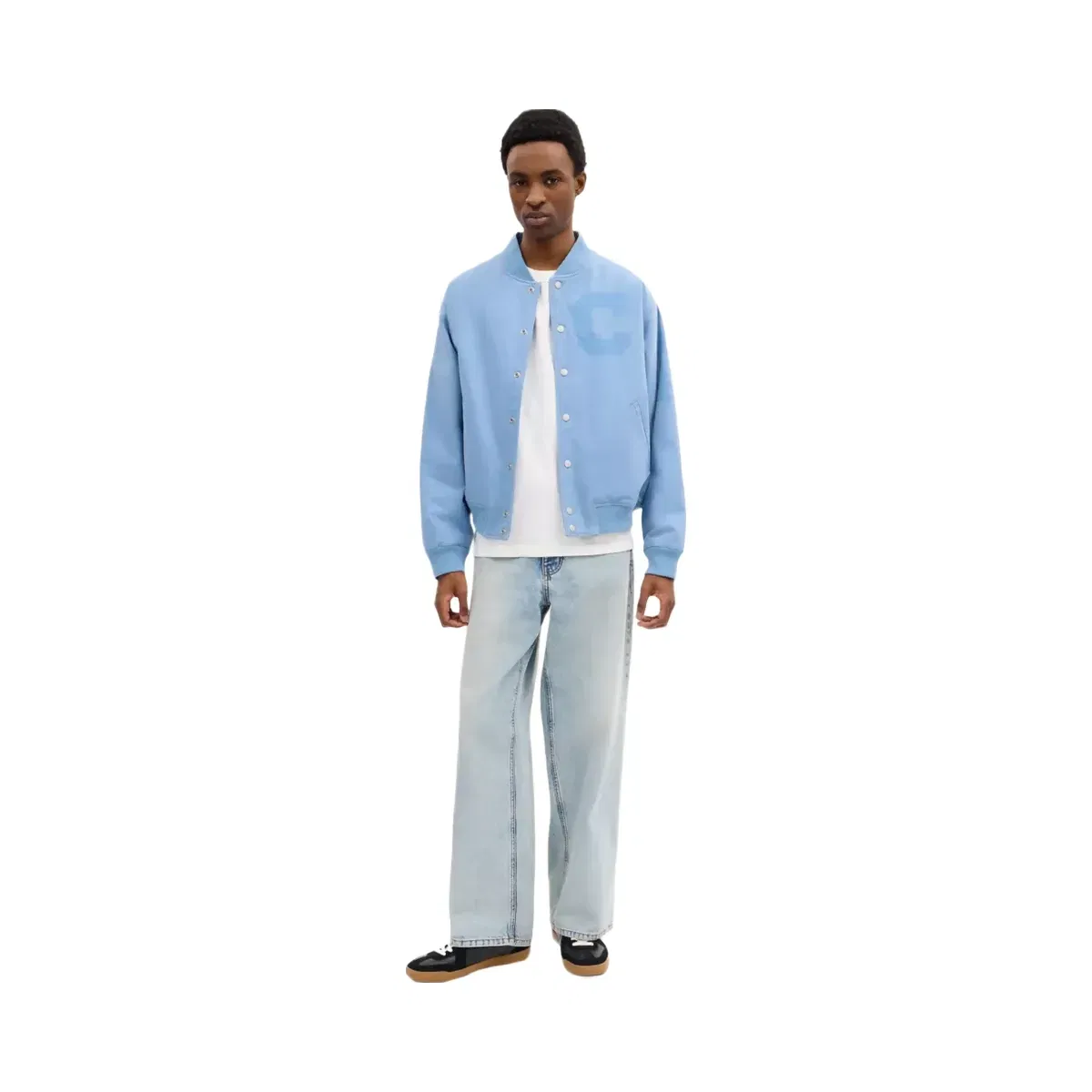 Coach Canvas Varsity Jacket in Cerulean Light Blue