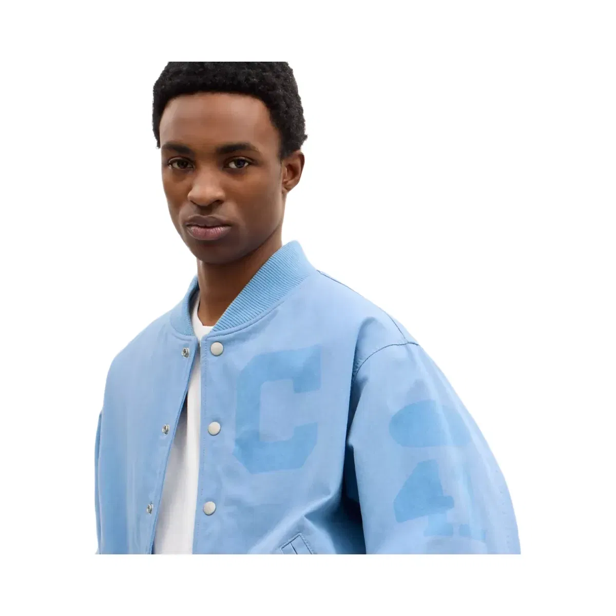 Coach Canvas Varsity Jacket in Cerulean Light Blue