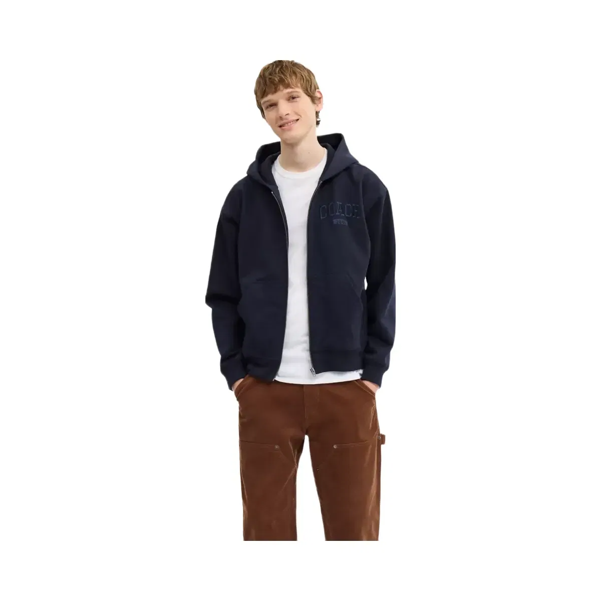 Coach Boxy Full Zip Hoodie in Navy