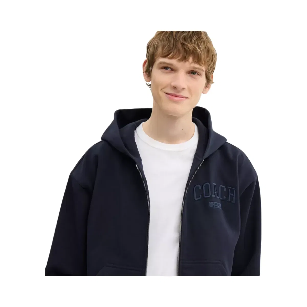 Coach Boxy Full Zip Hoodie in Navy
