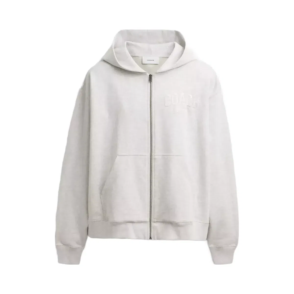 Coach Boxy Full Zip Hoodie in Heather Grey