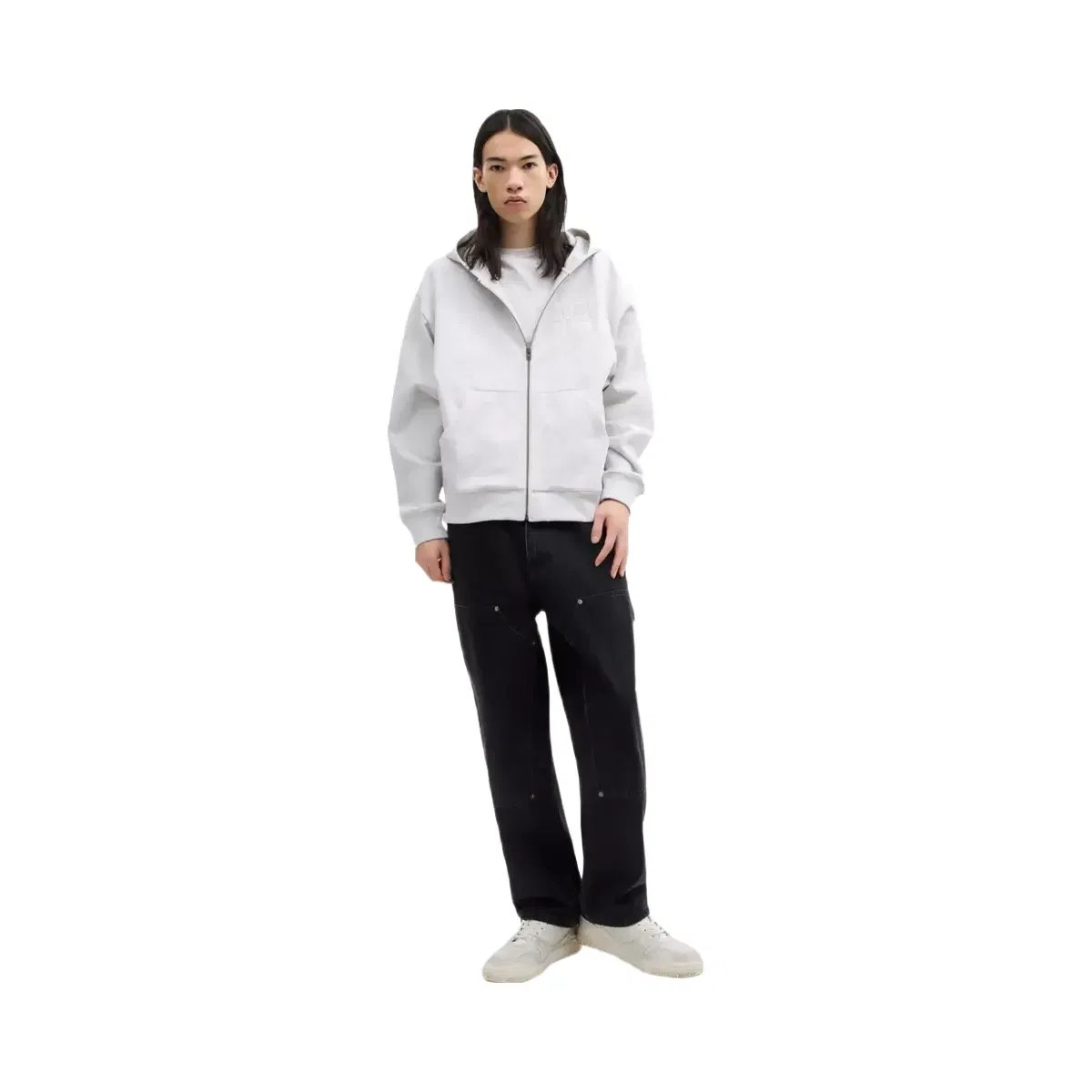 Coach Boxy Full Zip Hoodie in Heather Grey