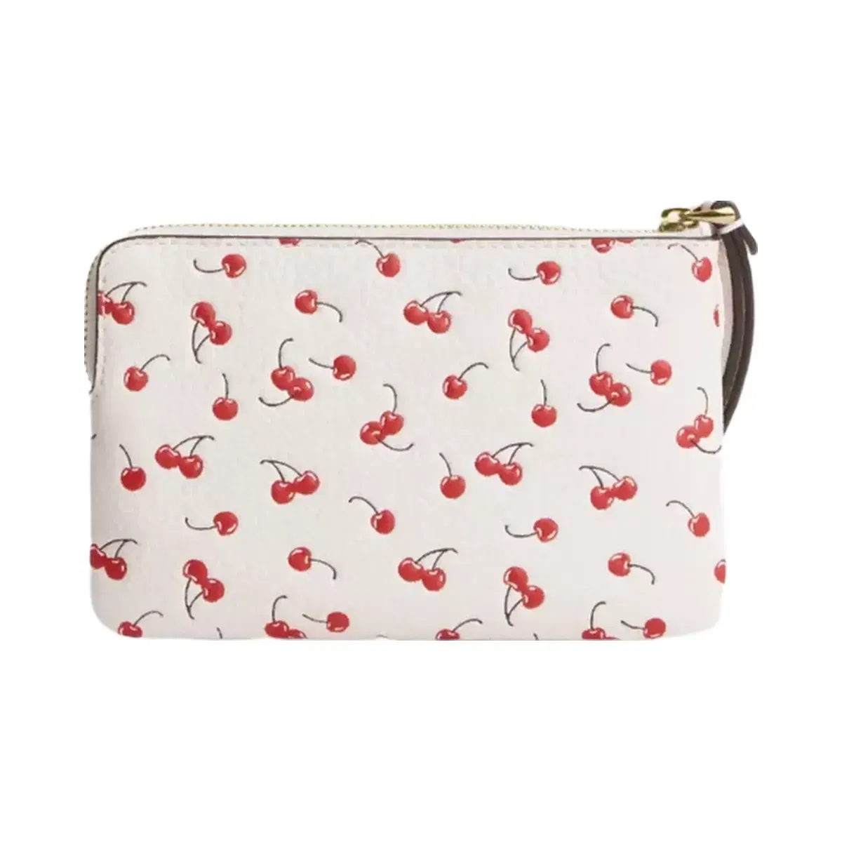 Coach Corner Zip Wristlet With Cherry Print in Gold Chalk Multi