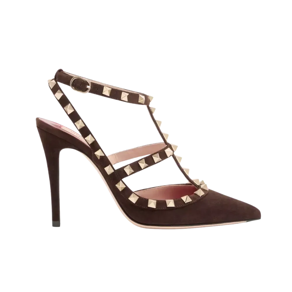 Valentino Rockstud Suede Pumps 100mm Ebony