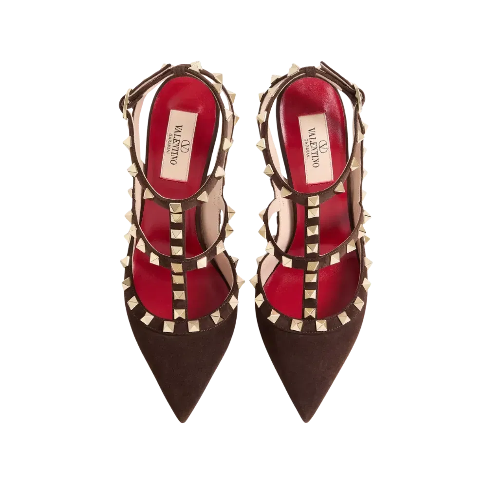 Valentino Rockstud Suede Pumps 100mm Ebony