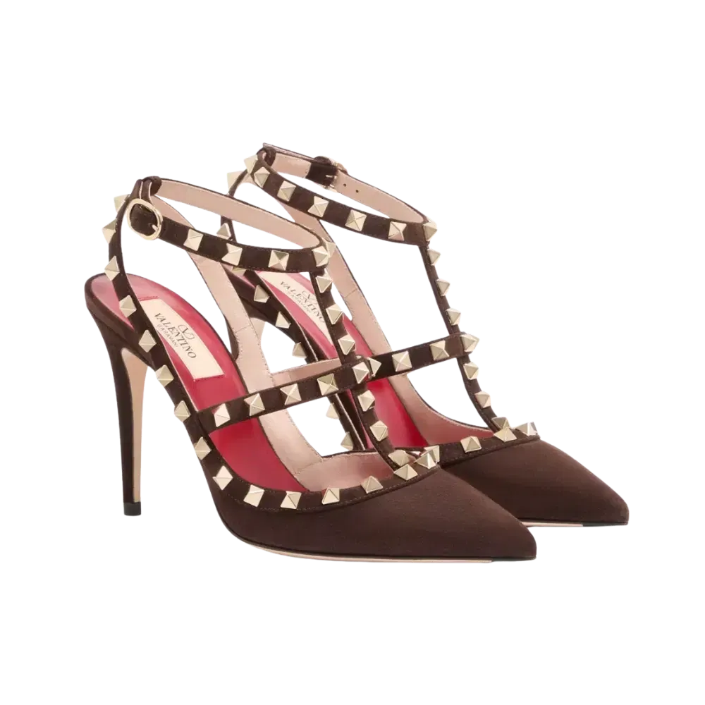 Valentino Rockstud Suede Pumps 100mm Ebony