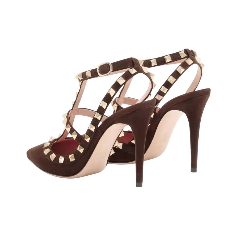 Valentino Rockstud Suede Pumps 100mm Ebony