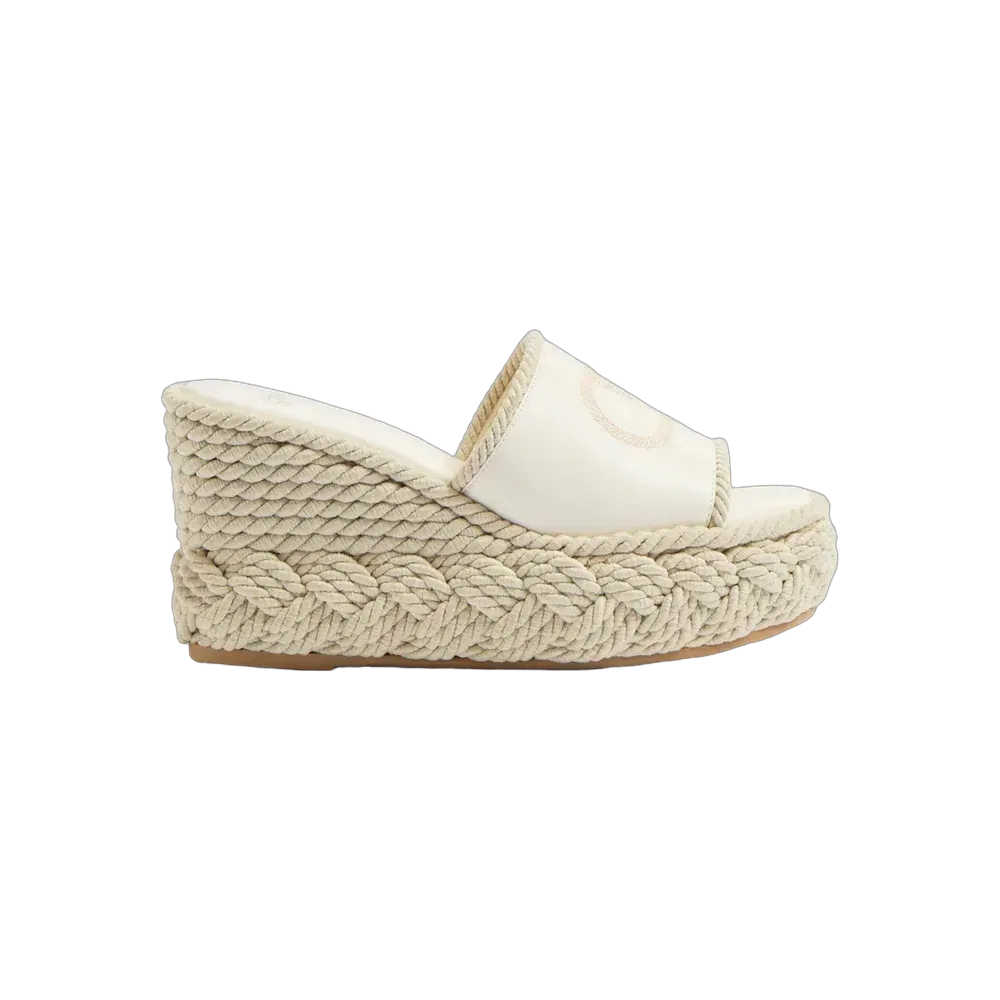Valentino VLogo Torchon Wedge Slide In Nappa 100mm Ivory
