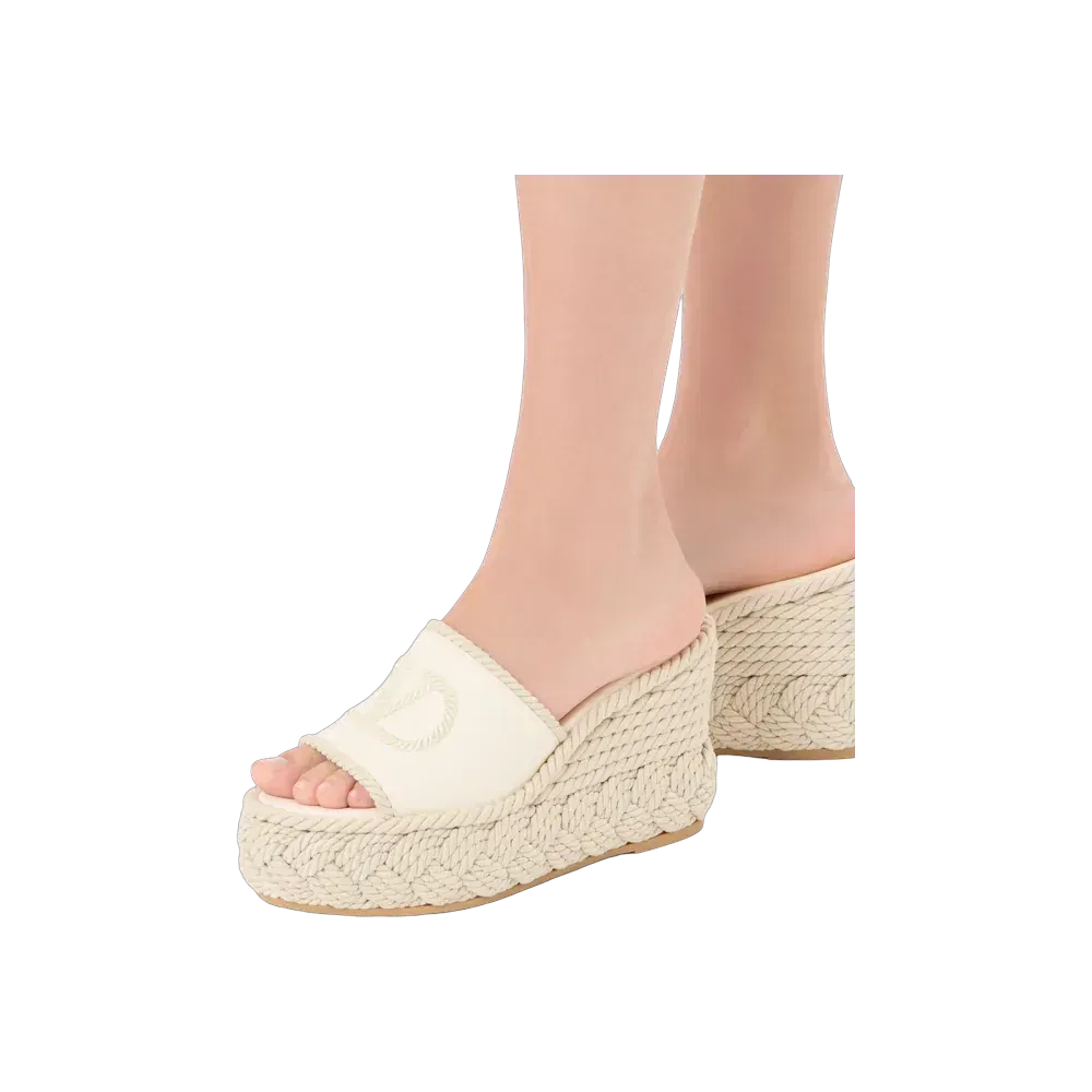 Valentino VLogo Torchon Wedge Slide In Nappa 100mm Ivory