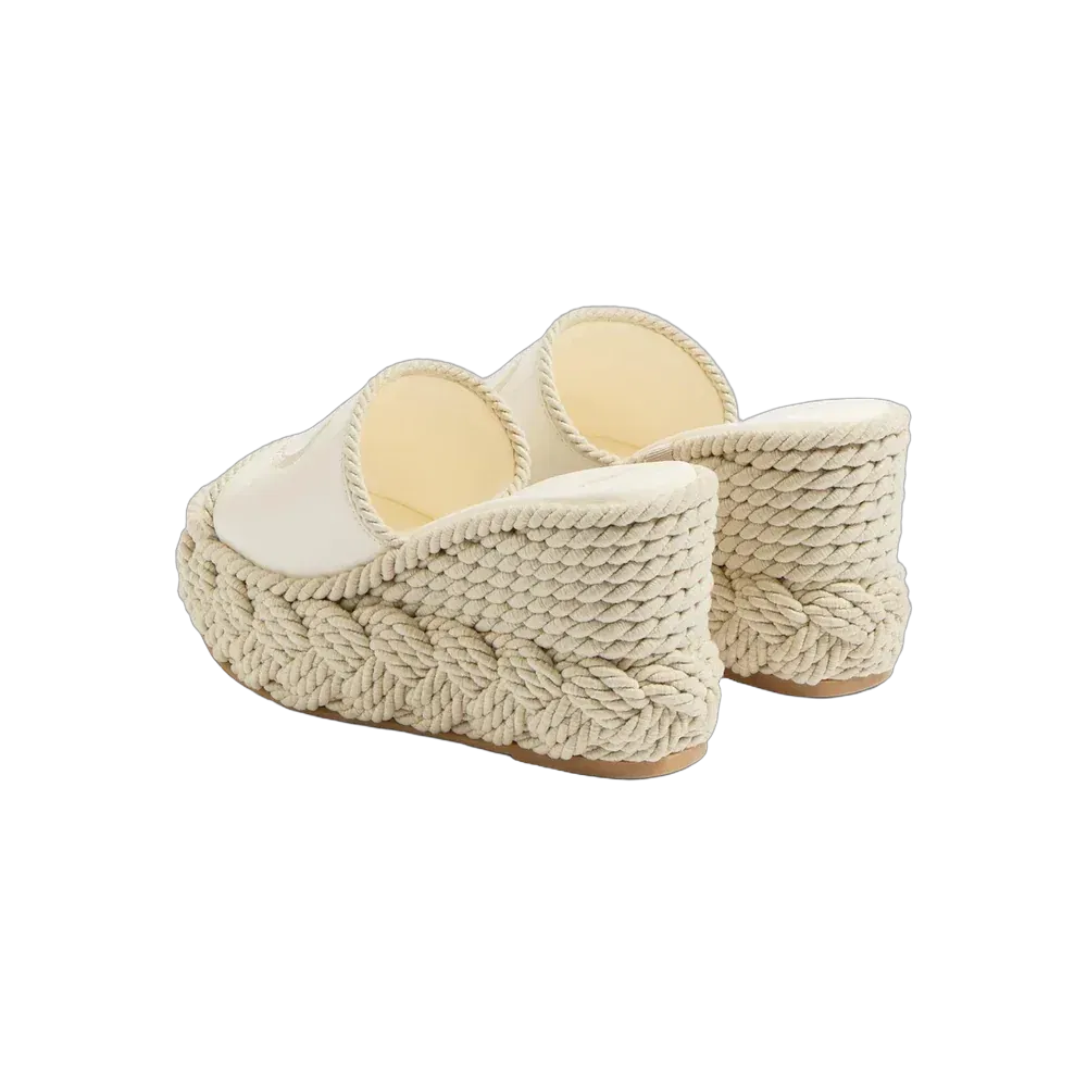 Valentino VLogo Torchon Wedge Slide In Nappa 100mm Ivory