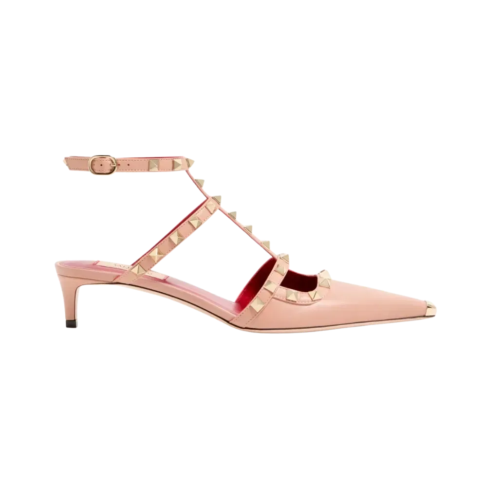Valentino Rockstud Court Shoes In Kid Leather 40mm Phard