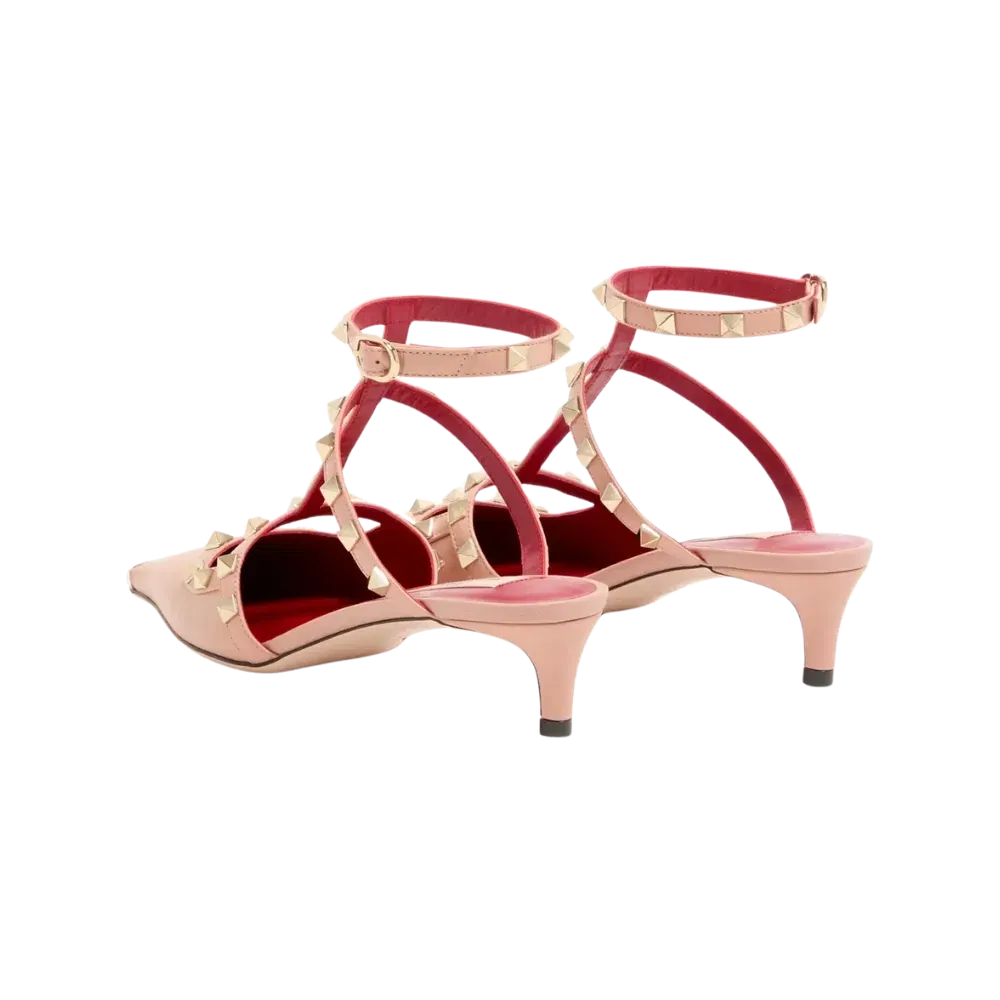Valentino Rockstud Court Shoes In Kid Leather 40mm Phard