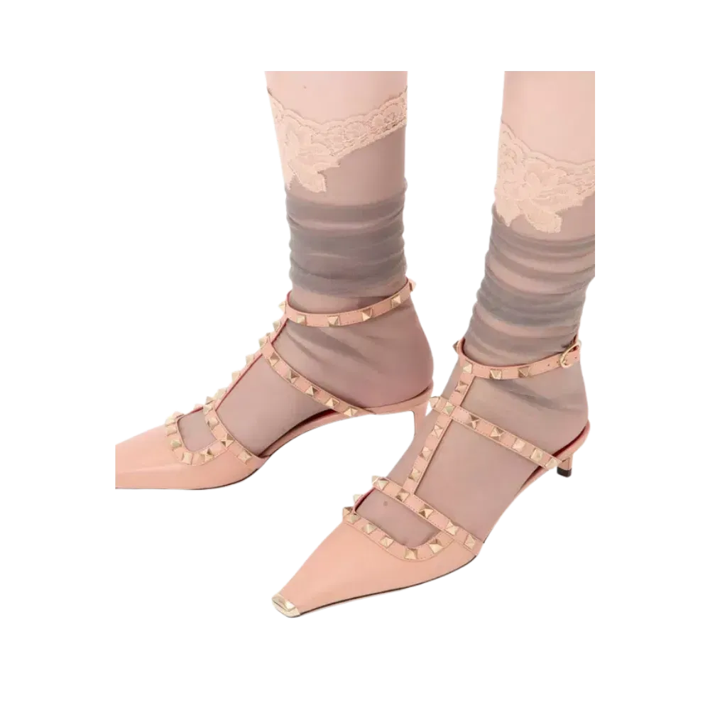 Valentino Rockstud Court Shoes In Kid Leather 40mm Phard