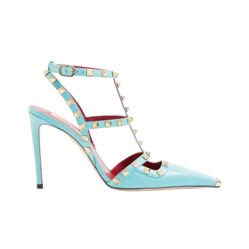 Valentino Rockstud Kidskin Pumps 100mm Azure