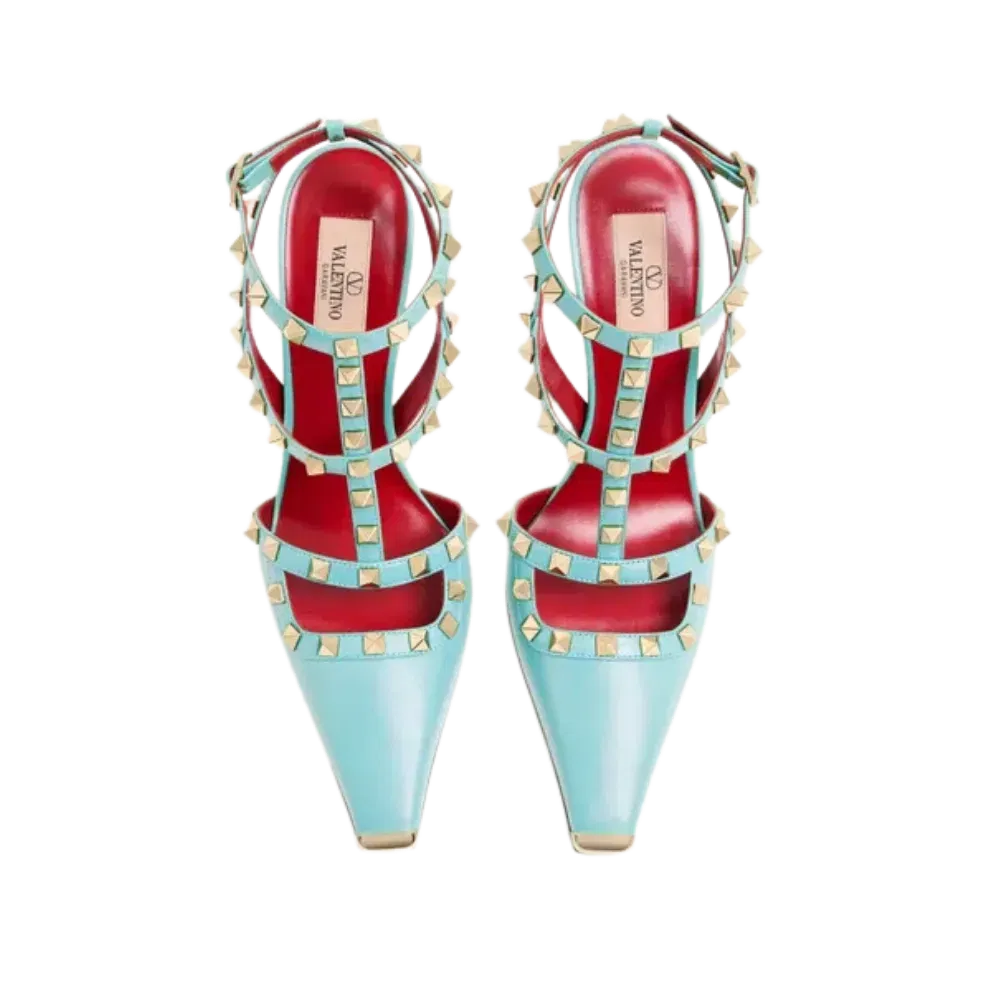 Valentino Rockstud Kidskin Pumps 100mm Azure